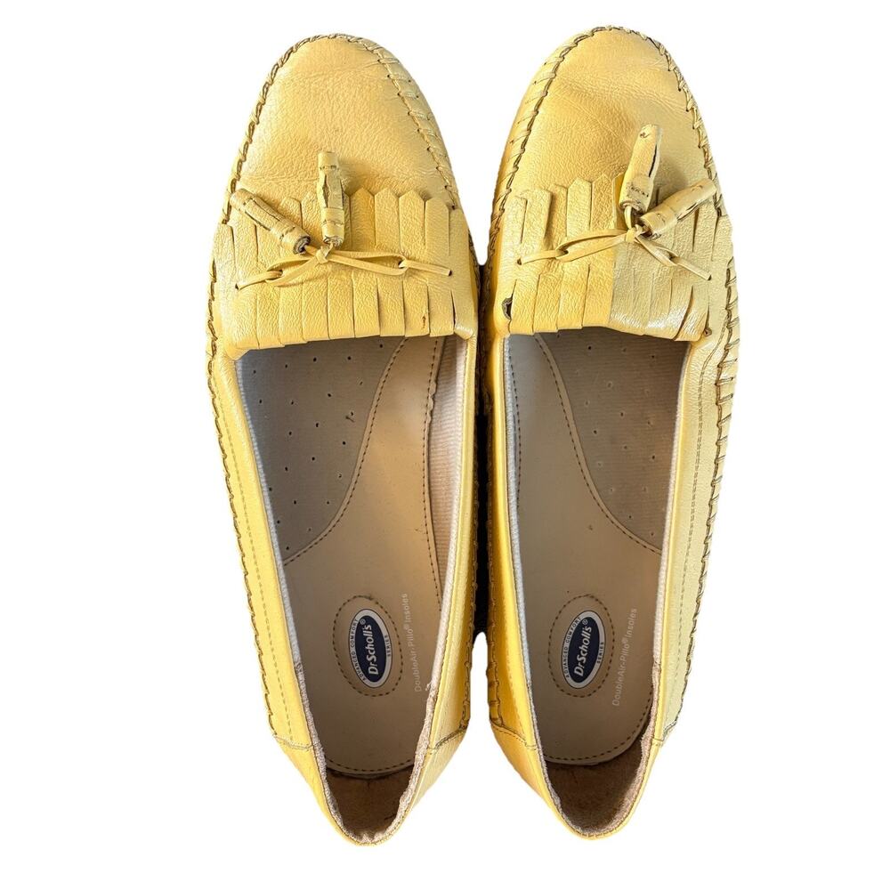 Dr. Scholl’s Women’s 11M Yellow Leather Kiltie Tasseled Slip On Loafer
